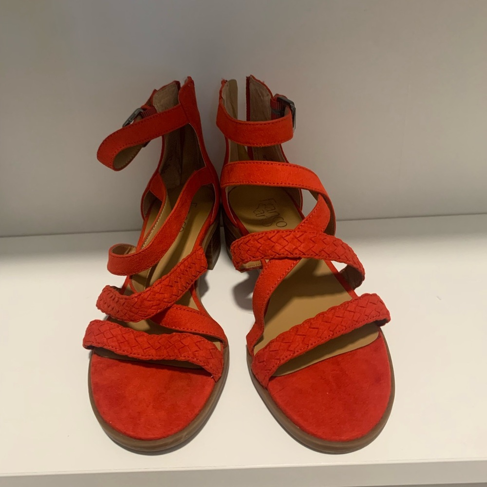Franco Sarto Red Braided Strap Sandals